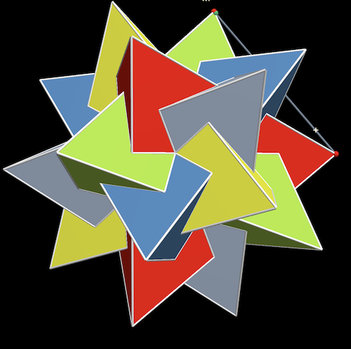 Solide composé de cinq tétraèdres réguliers.